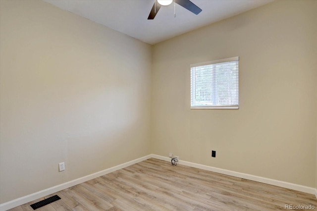 9288 Krashin Dr, Conifer, CO 80433 - unfurnished room featuring a ceiling fan, light wood finished floors, and baseboards