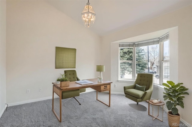 16645 W 2nd Ave, Golden, CO 80401 - office space featuring carpet, a chandelier, and lofted ceiling