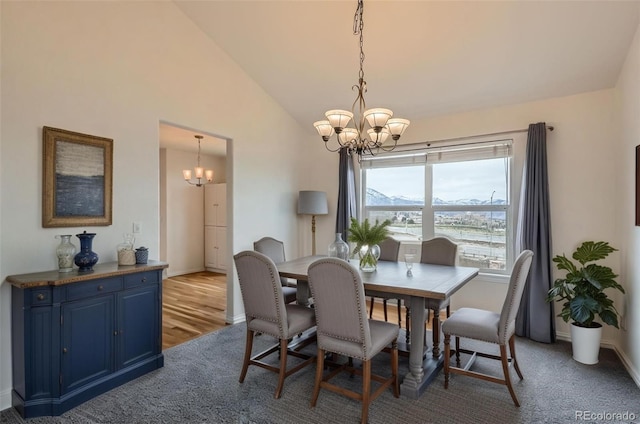 16645 W 2nd Ave, Golden, CO 80401 - dining space with a chandelier and lofted ceiling