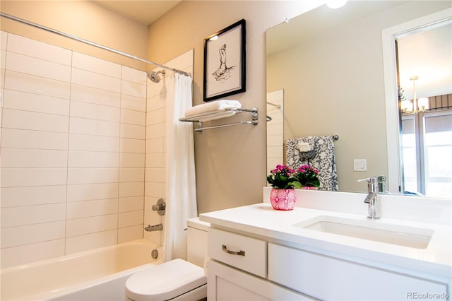 15878 E Broncos Pl, Englewood, CO 80112 - bathroom featuring toilet, shower / tub combo with curtain, and vanity