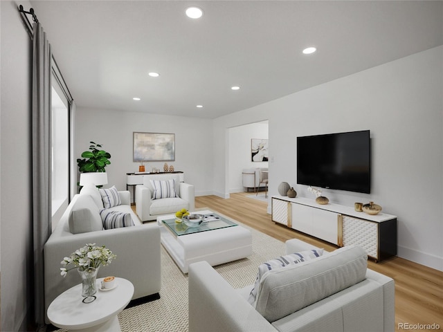 8694 E Eastman Ave, Denver, CO 80231 - living room with light wood-style floors and recessed lighting