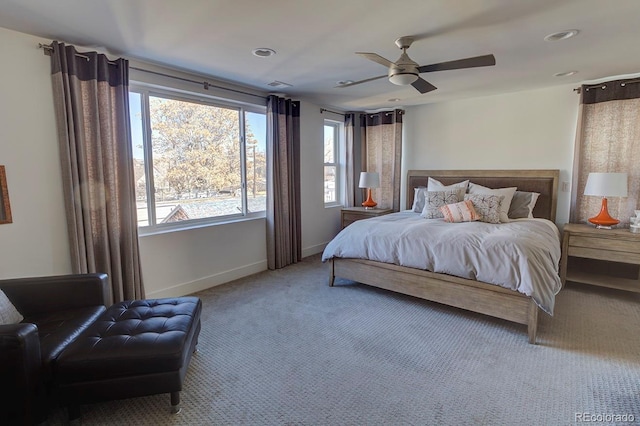 bedroom featuring carpet flooring and ceiling fan