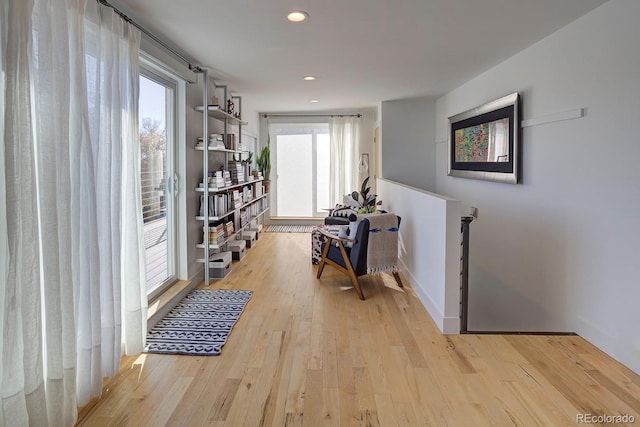 hallway featuring light wood-type flooring