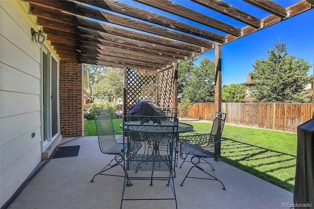 view of patio / terrace featuring a pergola