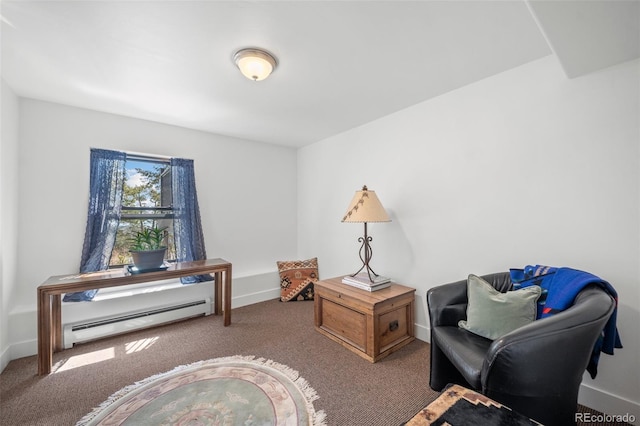 8453 S Scenic Dr, Morrison, CO 80465 - sitting room featuring baseboard heating, carpet, and baseboards
