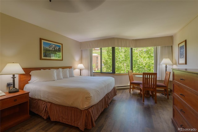 6 Emmons Rd Unit 515, Mount Crested Butte, CO 81225 - bedroom featuring dark wood finished floors and a baseboard radiator