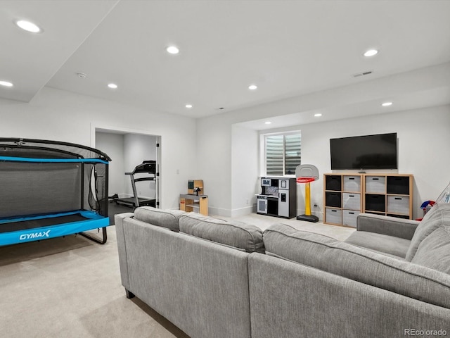 2463 Tavern Way, Castle Rock, CO 80104 - living room with recessed lighting, light colored carpet, and baseboards