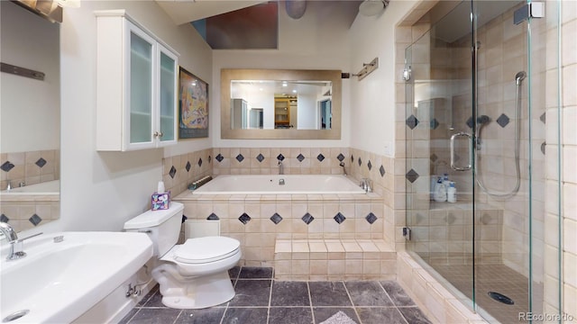 1745 Wazee St Unit 4H, Denver, CO 80202 - full bath featuring a bath, a shower stall, and tile patterned floors