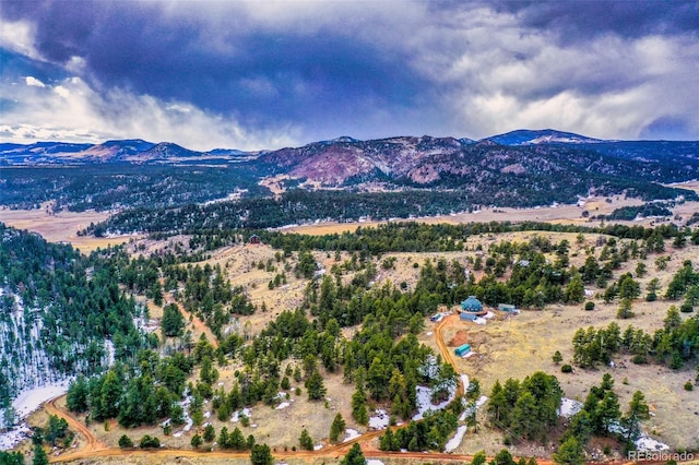 drone / aerial view with a mountain view