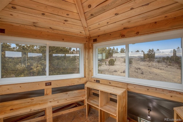 sunroom with wood ceiling and a sauna