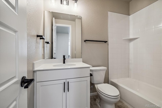 full bathroom featuring vanity, toilet, and shower / tub combination