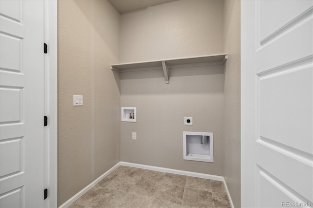 laundry area featuring hookup for an electric dryer and hookup for a washing machine