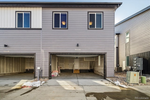 exterior space with a garage