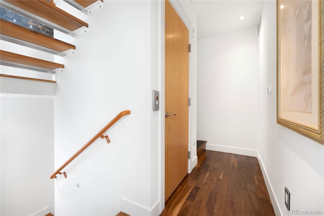 hall featuring dark hardwood / wood-style floors