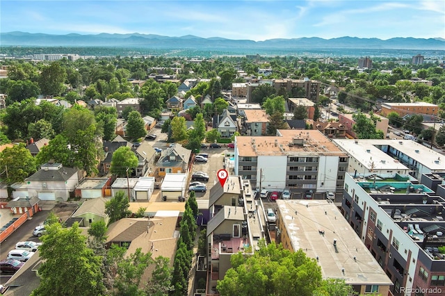 drone / aerial view with a mountain view