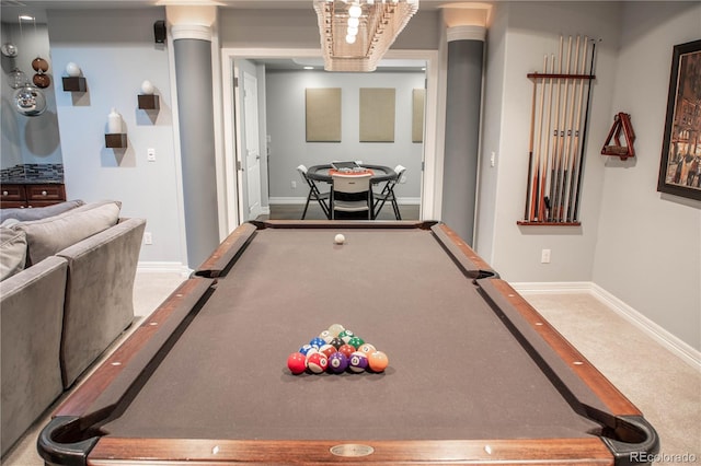 recreation room with pool table