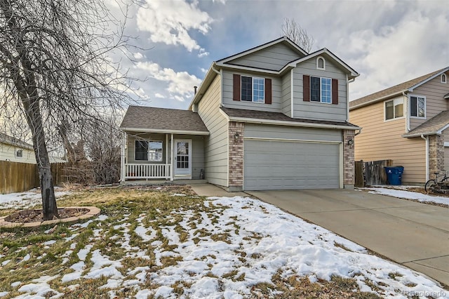 front of property with a garage