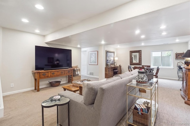 1026 Deer Clover Way, Castle Pines, CO 80108 - living area featuring carpet, recessed lighting, and baseboards