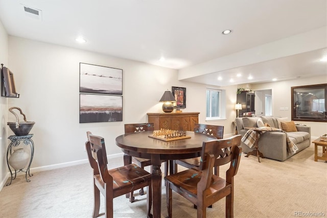 1026 Deer Clover Way, Castle Pines, CO 80108 - dining area with light carpet, recessed lighting, and baseboards