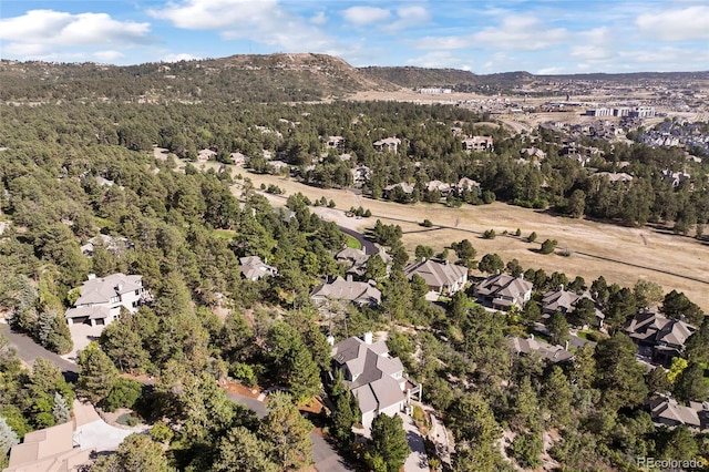 drone / aerial view featuring a mountain view