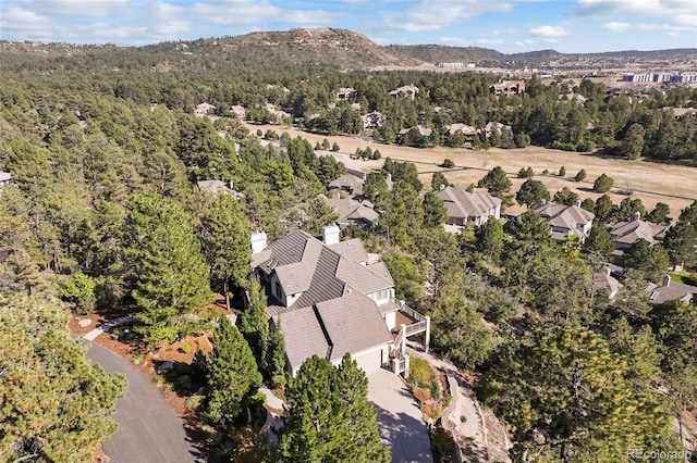 bird's eye view with a mountain view