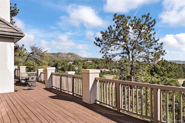 deck featuring a mountain view