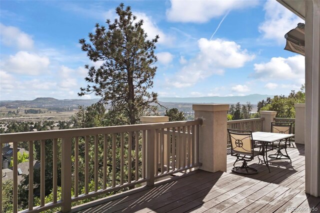 deck featuring a mountain view