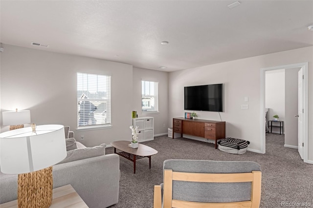 living room featuring carpet floors