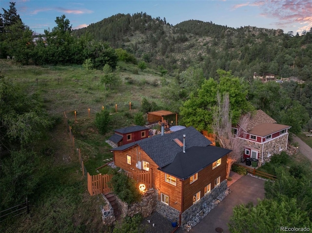 2874 SE Grapevine Rd, Idledale, CO 80453 - view from above of property with a forest and a mountain backdrop