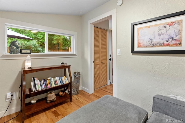 2874 SE Grapevine Rd, Idledale, CO 80453 - sitting room featuring wood finished floors and vaulted ceiling