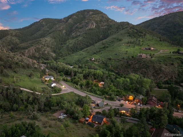 2874 SE Grapevine Rd, Idledale, CO 80453 - aerial view at dusk of a mountain view and a wooded view