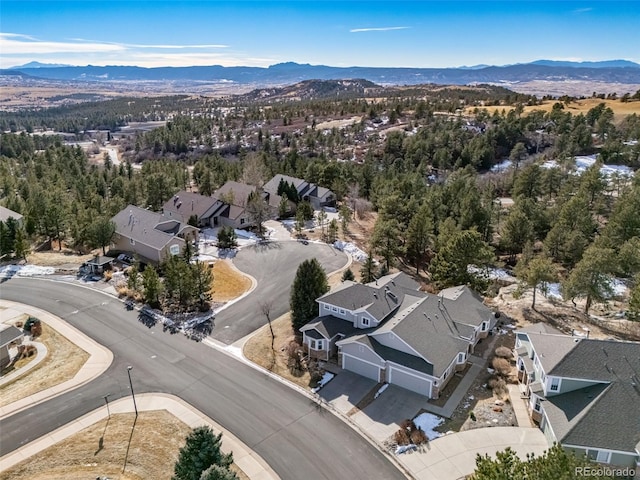 bird's eye view with a residential view and a mountain view