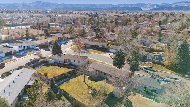 aerial view with a mountain view