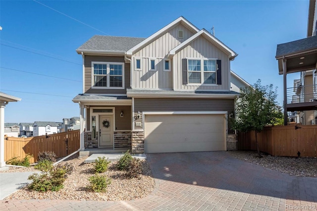 view of front of house with a garage