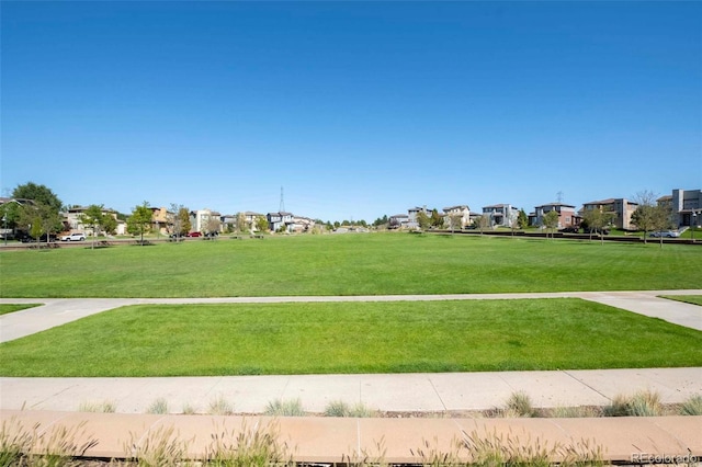 view of property's community with a yard