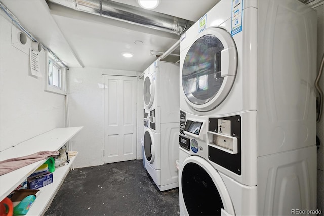 1532 N High St Unit 1, Denver, CO 80218 - community laundry featuring stacked washer and clothes dryer
