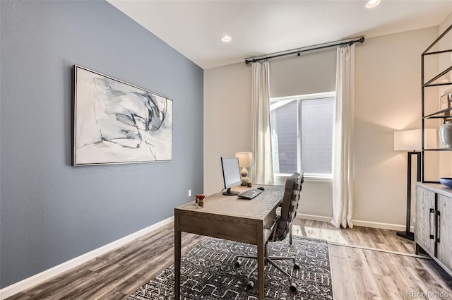 14440 Hop Clover Trl, Parker, CO 80134 - office space featuring wood finished floors, recessed lighting, and baseboards
