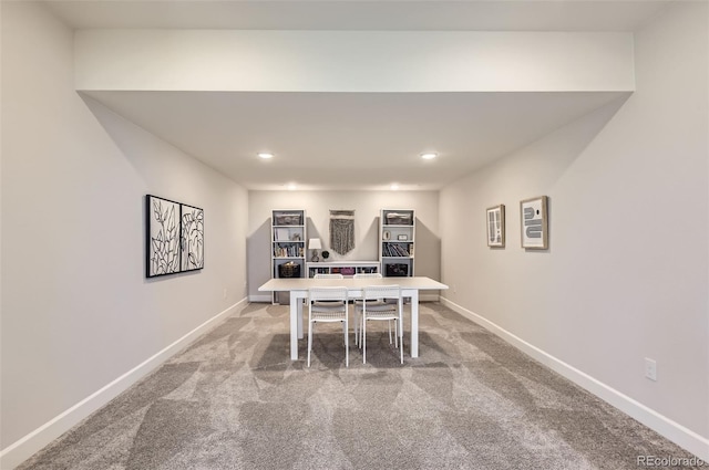14440 Hop Clover Trl, Parker, CO 80134 - carpeted dining area featuring baseboards, recessed lighting, and an office area