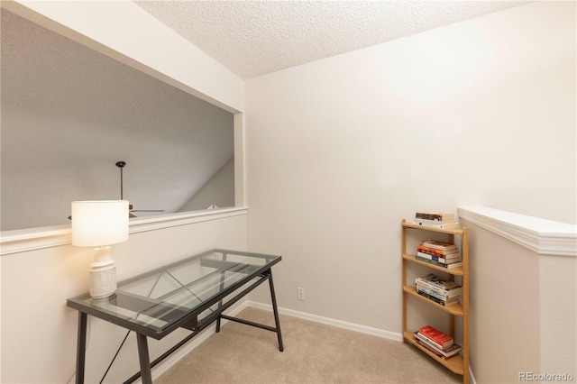218 Highland Ter, Breckenridge, CO 80424 - carpeted home office featuring a textured ceiling and baseboards