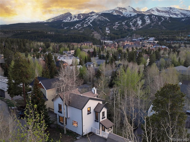 218 Highland Ter, Breckenridge, CO 80424 - aerial view of property and surrounding area featuring a mountain backdrop