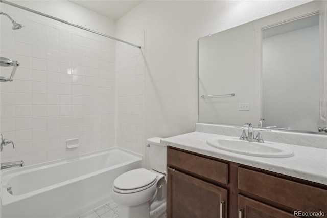 9314 Biscay St, Commerce City, CO 80022 - full bathroom featuring toilet, washtub / shower combination, and vanity