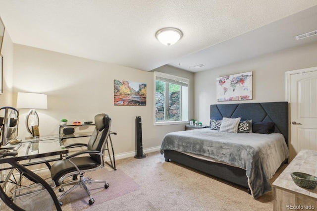 4651 Sonado Pl, Parker, CO 80134 - bedroom with light carpet, a desk, and a textured ceiling