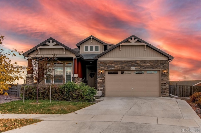 craftsman house with a garage