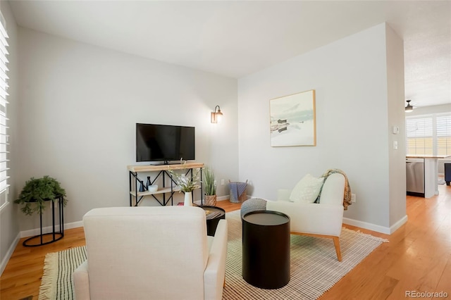 8427 E 35th Ave, Denver, CO 80238 - living room featuring light wood-type flooring and baseboards
