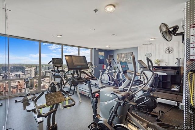 1625 Larimer St Unit 3004, Denver, CO 80202 - exercise room featuring floor to ceiling windows