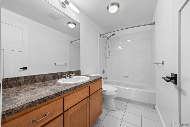 7700 E 29th Ave Unit 102, Denver, CO 80238 - full bathroom featuring tile patterned floors, vanity, toilet, and shower / bathtub combination