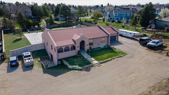 drone / aerial view with a residential view