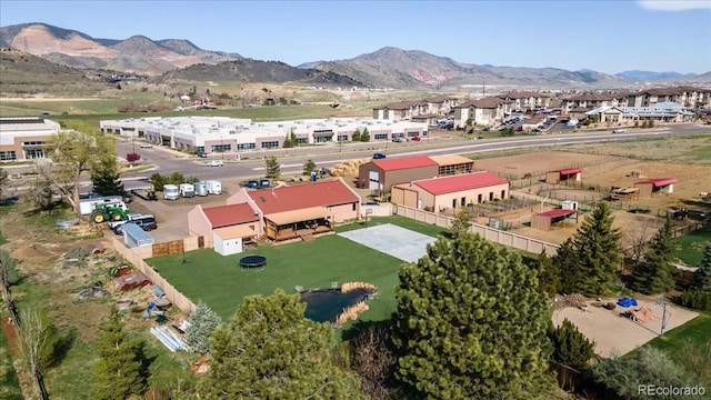 drone / aerial view with a mountain view