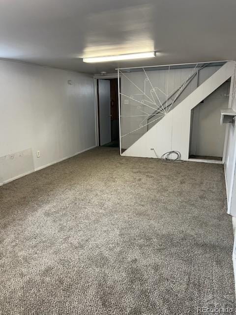 basement with carpet flooring