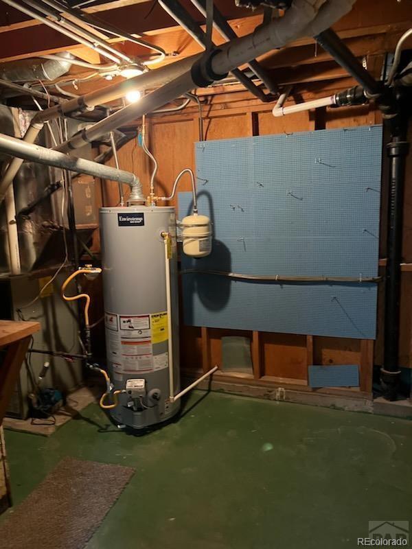 utility room featuring gas water heater